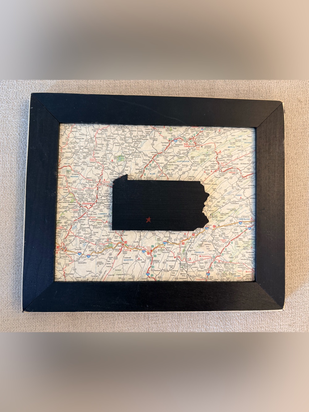 Black State Silhouette Map Frame Wall Art